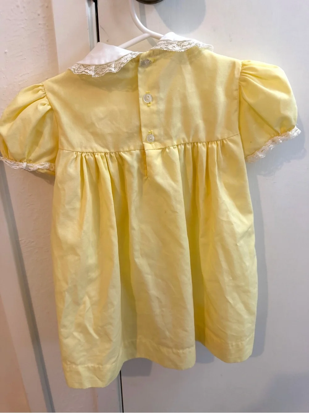 Vintage Yellow Smocked Puff Sleeve Dress